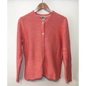 Vintage LL Bean Knit Cardigan Size Large salmon color